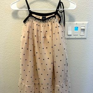 GAP kids 6-7Y girls dress, tulle polka dot. Muted pink color, thin black straps.